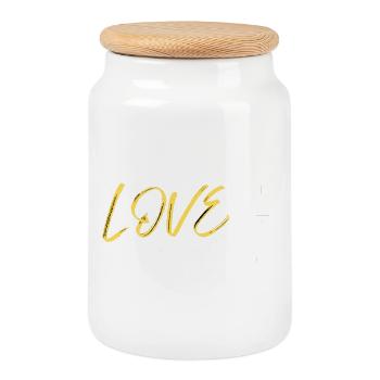 Love rugby yellow - Boîte à biscuits avec couvercle en bois - blanc - Devant