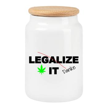 Weed Cannabis Marijuana Legalization - Cookie Jar with Wooden Lid - white - Front