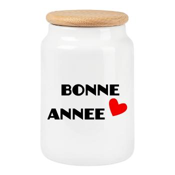 BONNE ANNEE. SAINT SYLVESTRE. NOUVELLE ANNÉE - Boîte à biscuits avec couvercle en bois - blanc - Devant