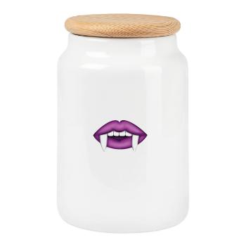vampire girl gruselig halloween sexy lippen - Keksdose mit Holzdeckel - Weiß - Vorne