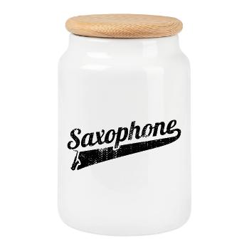 Saxophone - Cookie Jar with Wooden Lid - white - Front