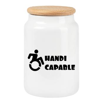 Adapté aux fauteuils roulants, handicapé humour # - Boîte à biscuits avec couvercle en bois - blanc - Devant