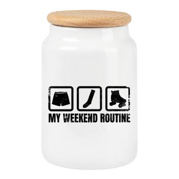Roller Skating Weekend - Cookie Jar with Wooden Lid - white - Front