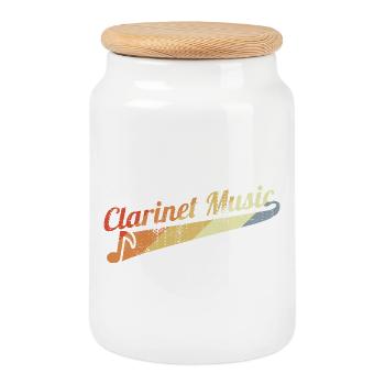 Clarinette Vintage - Boîte à biscuits avec couvercle en bois - blanc - Devant