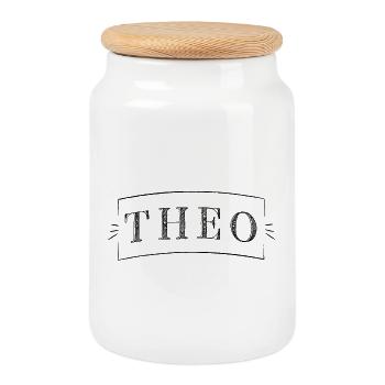 Theo - Cookie Jar with Wooden Lid - white - Front