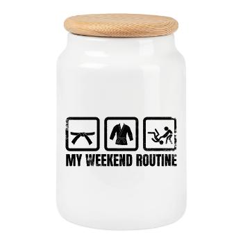 Judoka Weekend Routine - Cookie Jar with Wooden Lid - white - Front