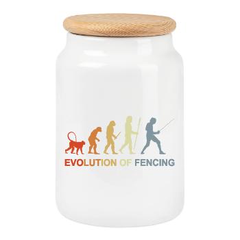 Fencing Evolution - Cookie Jar with Wooden Lid - white - Front