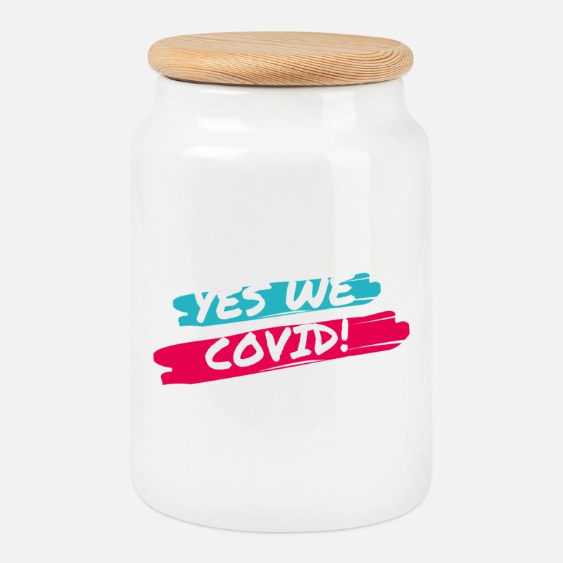 Ja, wir COVID! - Keksdose mit Holzdeckel - Weiß