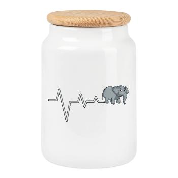 Elefant Pulse T-Shirt - Keksdose mit Holzdeckel - Weiß - Vorne