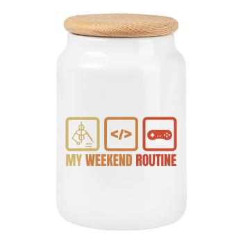 Game Dev Weekend - Cookie Jar with Wooden Lid - white - Front
