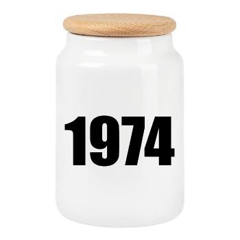 1974 Birthday Template Personalize Design - Cookie Jar with Wooden Lid - white - Front