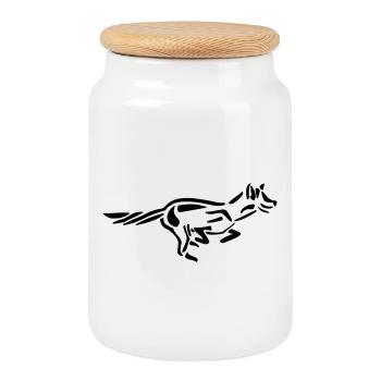 Renard courant - Boîte à biscuits avec couvercle en bois - blanc - Devant