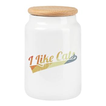 I Like Cats - Cookie Jar with Wooden Lid - white - Front