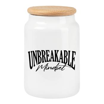 unbreakable gym mindset coach strong sugestion - Cookie Jar with Wooden Lid - white - Front