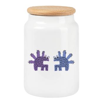 Monstres 2 mam - Boîte à biscuits avec couvercle en bois - blanc - Devant