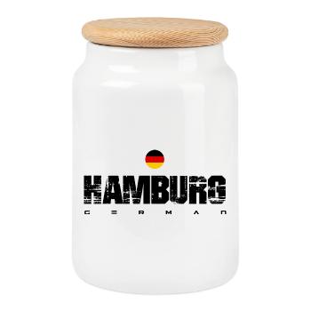 German Heritage Circle Flag - Cookie Jar with Wooden Lid - white - Front