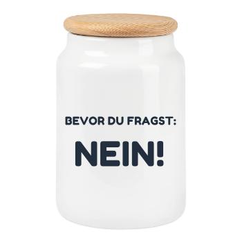 Bevor Du Fragst Nein - Keksdose mit Holzdeckel - Weiß - Vorne