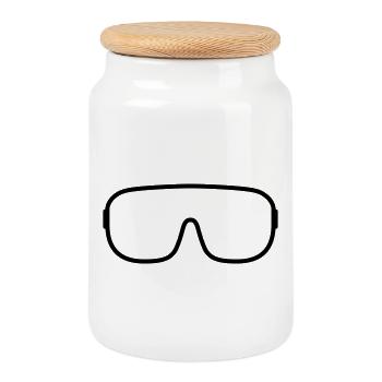 Brille Skibrille Icon Umriss - Keksdose mit Holzdeckel - Weiß - Vorne