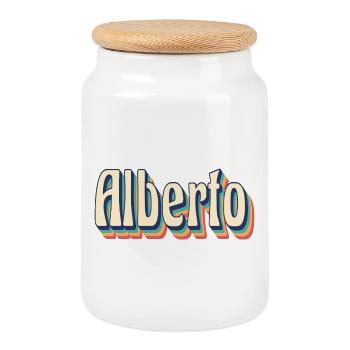 Alberto Retro T-Shirt Vintage T-shirt cadeau - Boîte à biscuits avec couvercle en bois - blanc - Devant