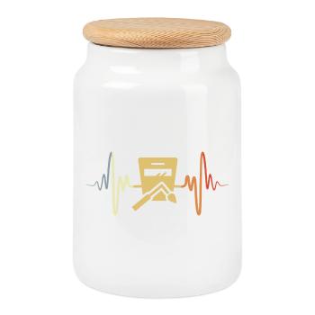 Welder Heart Palpitations Vintage - Cookie Jar with Wooden Lid - white - Front