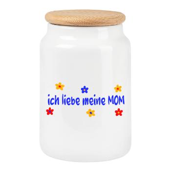 Fête des mères J’aime ma maman - Boîte à biscuits avec couvercle en bois - blanc - Devant