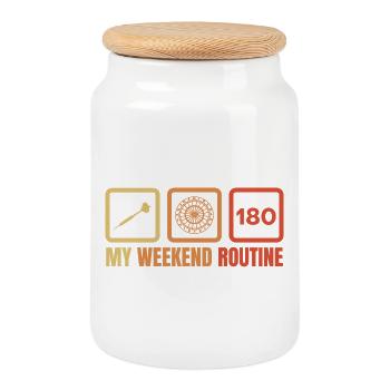 Darts Players Weekend Routine - Cookie Jar with Wooden Lid - white - Front