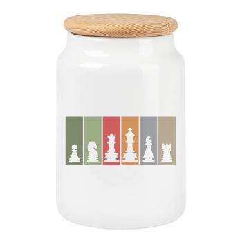 Schachfiguren retro Schachspieler Verein Team Logo - Keksdose mit Holzdeckel - Weiß - Vorne