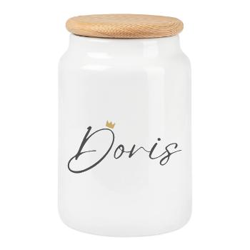 Princess Doris Crown Shirt – Name with letter D - Cookie Jar with Wooden Lid - white - Front