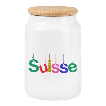 SWITZERLAND. COUNTRY. GENEVA. HUMOR. FLAG - Cookie Jar with Wooden Lid - white - Front