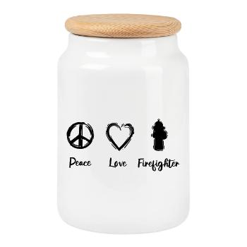Feuerwehr Liebe - Keksdose mit Holzdeckel - Weiß - Vorne