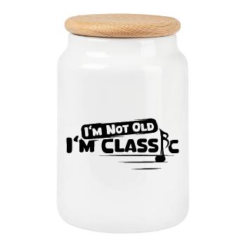 classical music, funny sayings, sheet music, orchestra - Cookie Jar with Wooden Lid - white - Front