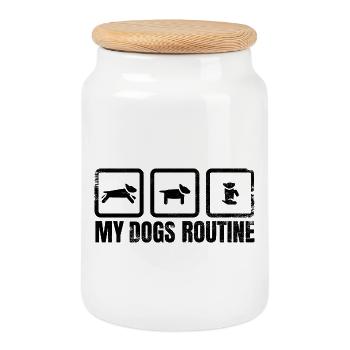 Dog Routine - Cookie Jar with Wooden Lid - white - Front