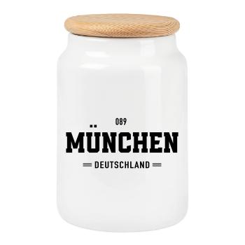 089 Muenchen Deutschland - Keksdose mit Holzdeckel - Weiß - Vorne