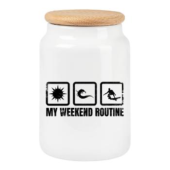 Amateurs de surf - Boîte à biscuits avec couvercle en bois - blanc - Devant