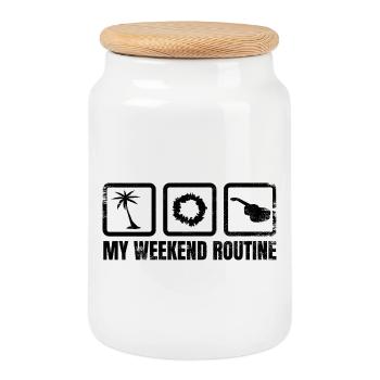 Ukulele Weekend - Cookie Jar with Wooden Lid - white - Front