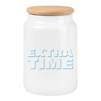 TEMPS SUPPLÉMENTAIRE - Boîte à biscuits avec couvercle en bois - blanc - Devant