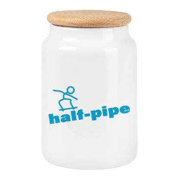 HALF-PIPE - Keksdose mit Holzdeckel - Weiß - Vorne