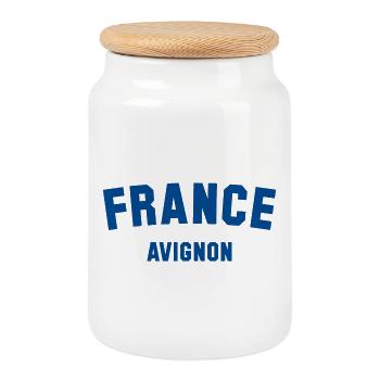 AVIGNON France Frankreich - Cookie Jar with Wooden Lid - white - Front