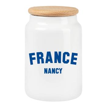 NANCY, France - Boîte à biscuits avec couvercle en bois - blanc - Devant