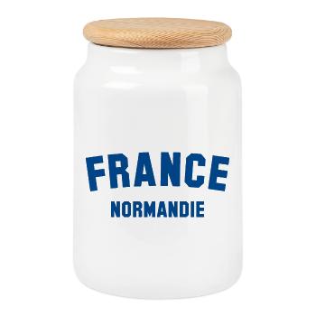 NORMANDIE, France - Boîte à biscuits avec couvercle en bois - blanc - Devant