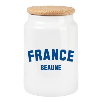 BEAUNE France - Boîte à biscuits avec couvercle en bois - blanc - Devant