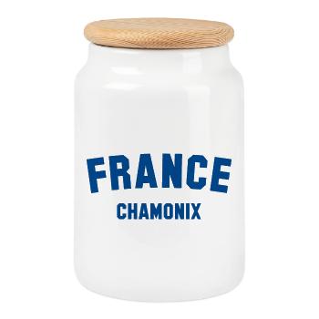 CHAMONIX, France - Boîte à biscuits avec couvercle en bois - blanc - Devant