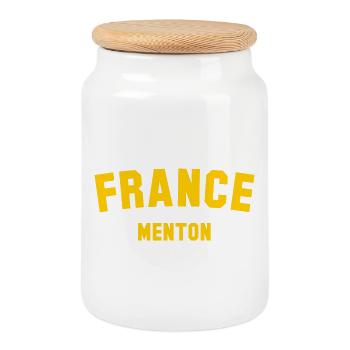 MENTON France Frankreich - Cookie Jar with Wooden Lid - white - Front