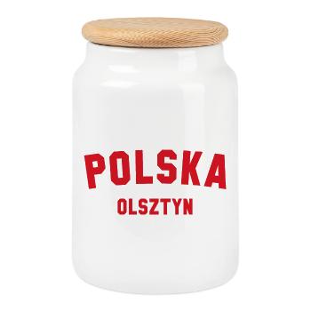 OLSZTYN Polska, Poland - Cookie Jar with Wooden Lid - white - Front