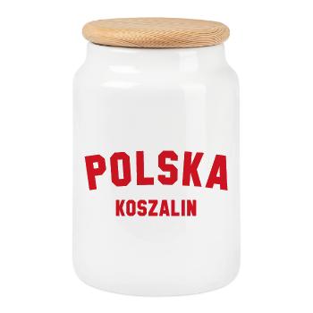 KOSZALIN Polska Poland - Cookie Jar with Wooden Lid - white - Front