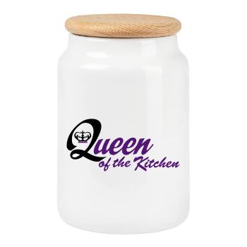 Chef - Cookie Jar with Wooden Lid - white - Front