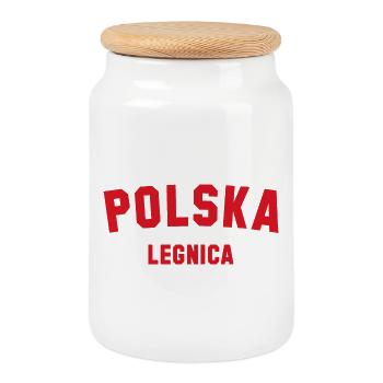 LEGNICA Polska Poland - Cookie Jar with Wooden Lid - white - Front