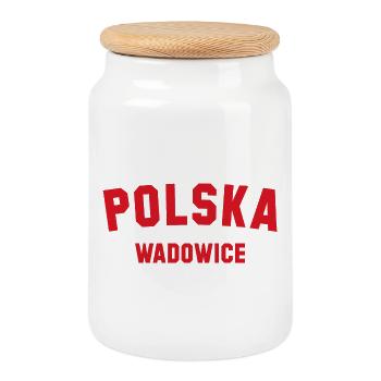 WADOWICE Polska Poland - Cookie Jar with Wooden Lid - white - Front