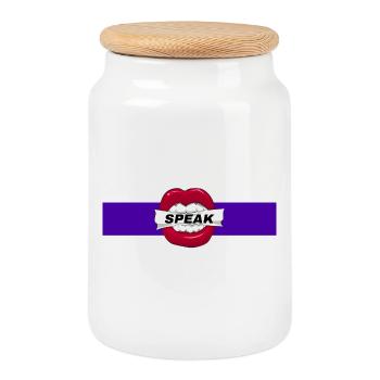 Speak - Cookie Jar with Wooden Lid - white - Front
