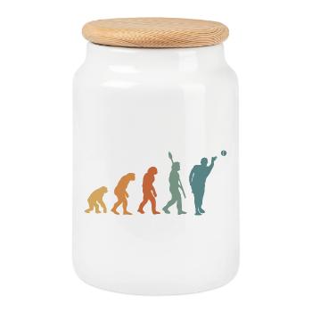 Pétanque Evolution Retro - Keksdose mit Holzdeckel - Weiß - Vorne